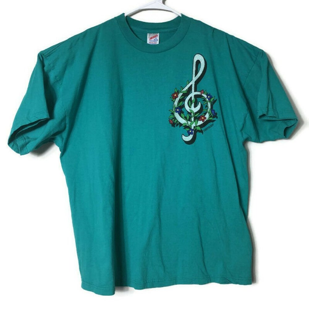Vintage Treble Music Floral Made USA T Shirt